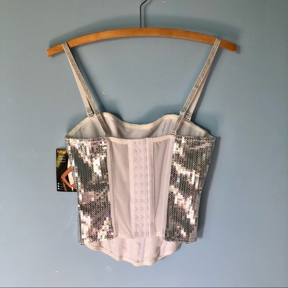 SOLD ON 🖤❤️ NWT Silver Sequin Bustier Corset - Picture 5 of 11